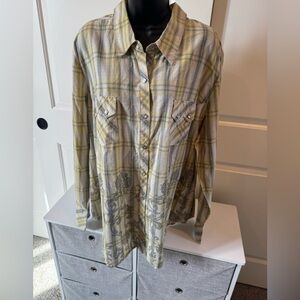 Roper Yellow and Gray Plaid Shirt